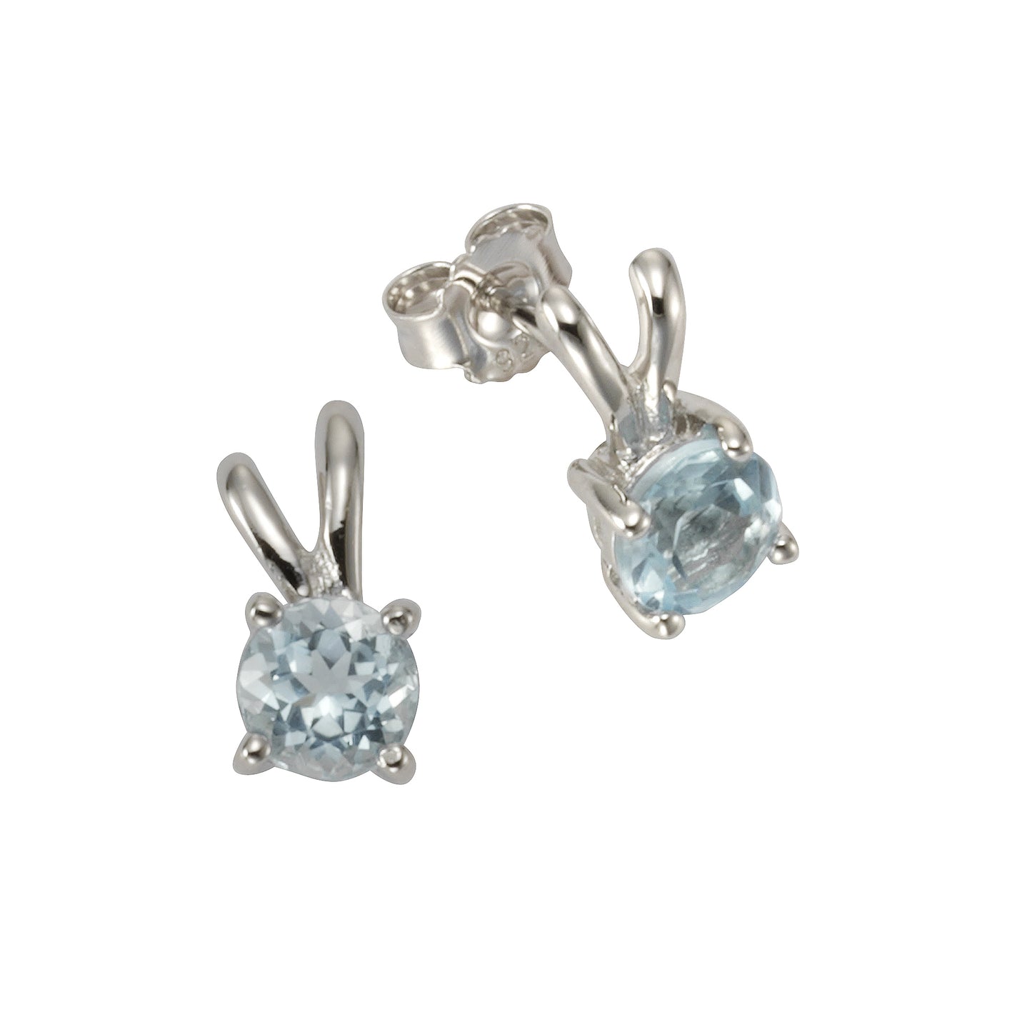 Ohrringe Silber 925 rhodiniert mit 2x Blautopas (beh.) 6mm