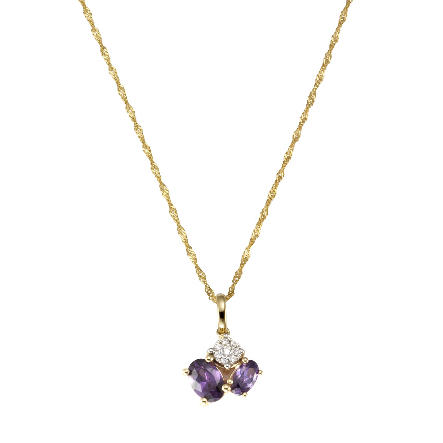 Halskette Gold 375 mit echtem Amethyst + Zirkonia