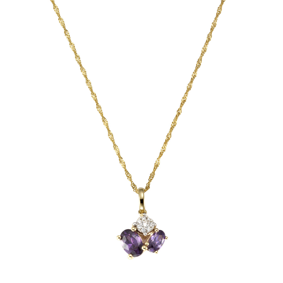 Halskette Gold 375 mit echtem Amethyst + Zirkonia