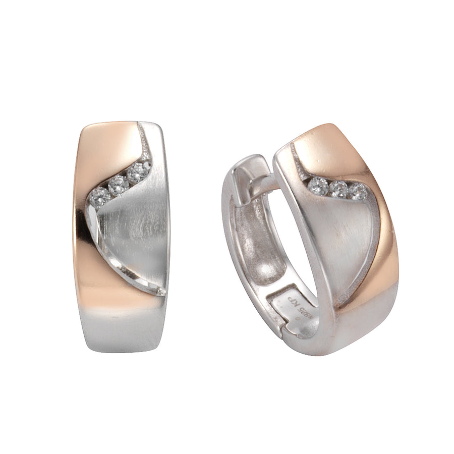 Klappcreolen 925 Silber bicolor Zirkonia