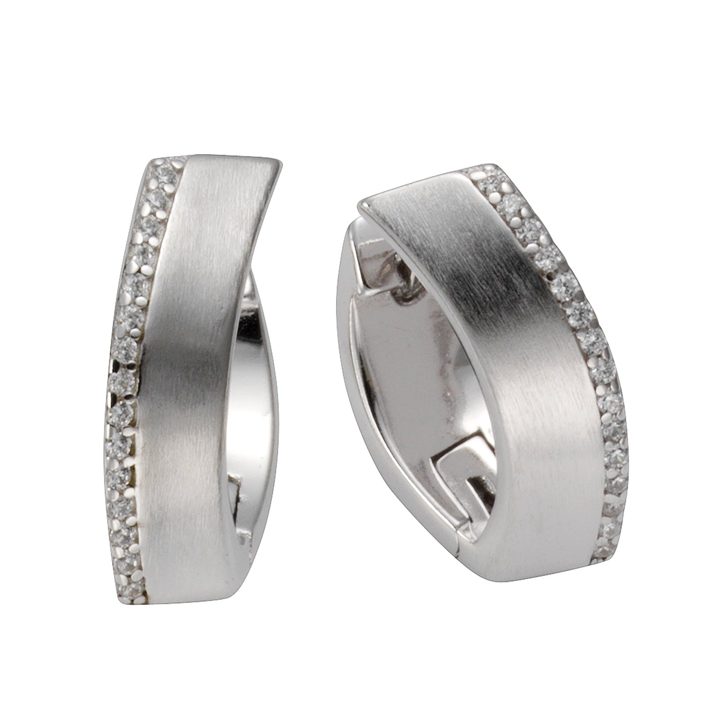Klappcreolen 925 Silber rhodiniert mit Zirkonia