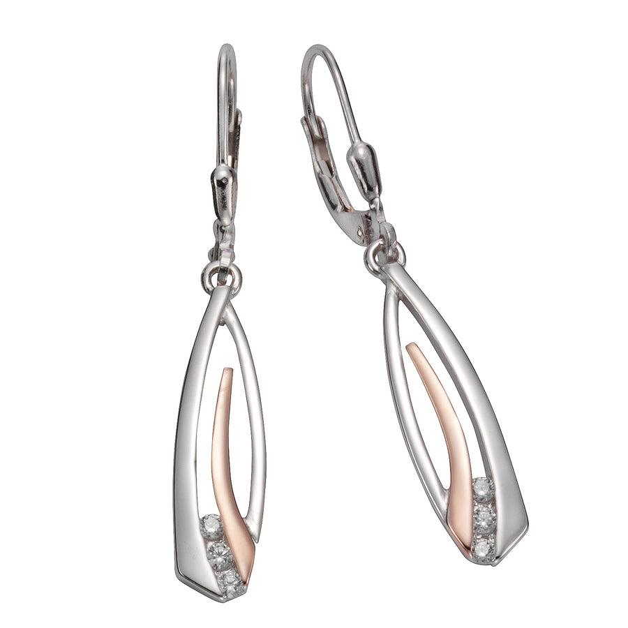 Ohrhänger 925 Silber zweifarbig Zirkonia