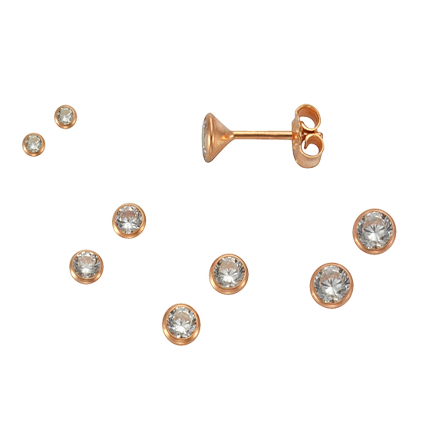 Ohrstecker 925 Silber rotvergoldet Set 3 Paar 3mm