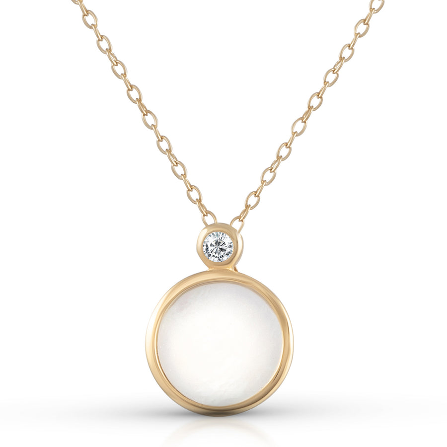 Collier 925 Silber vergoldet Perlmutt Zirkonia