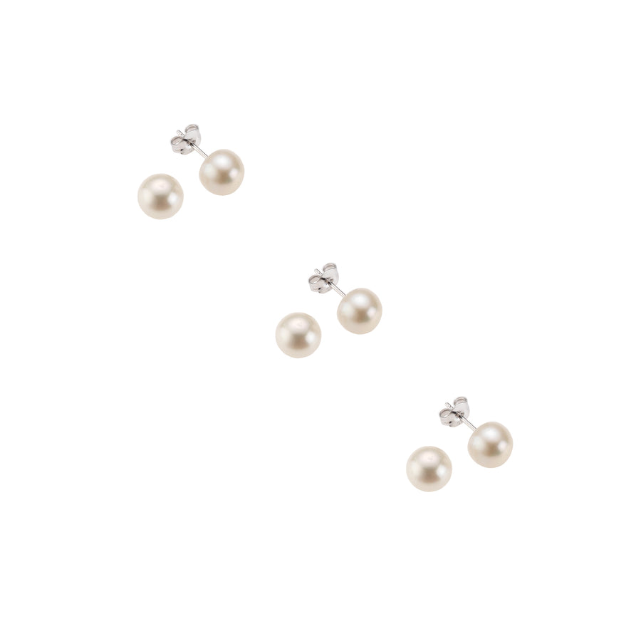 Ohrstecker 3er-Set 925 Silber Perlen weiß 3mm