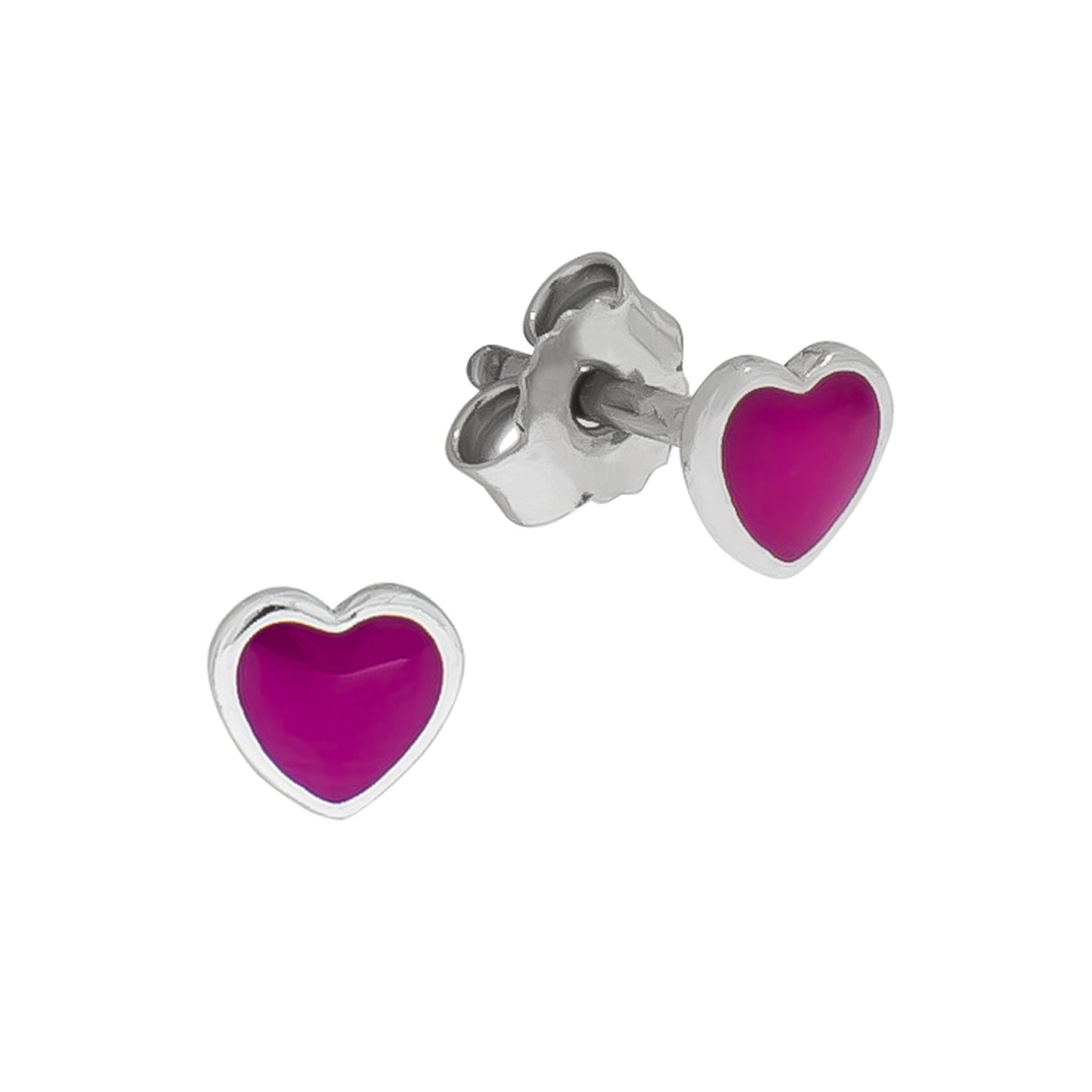 Ohrringe Silber 925 Herz Lack rosa