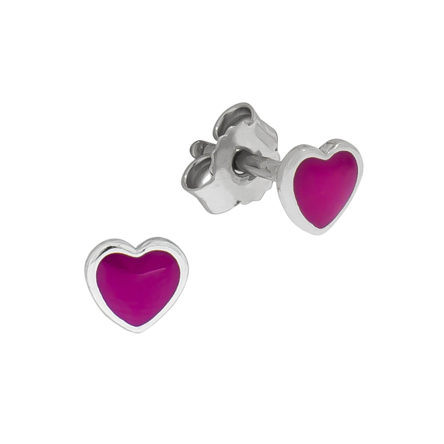 Ohrringe Silber 925 Herz Lack rosa