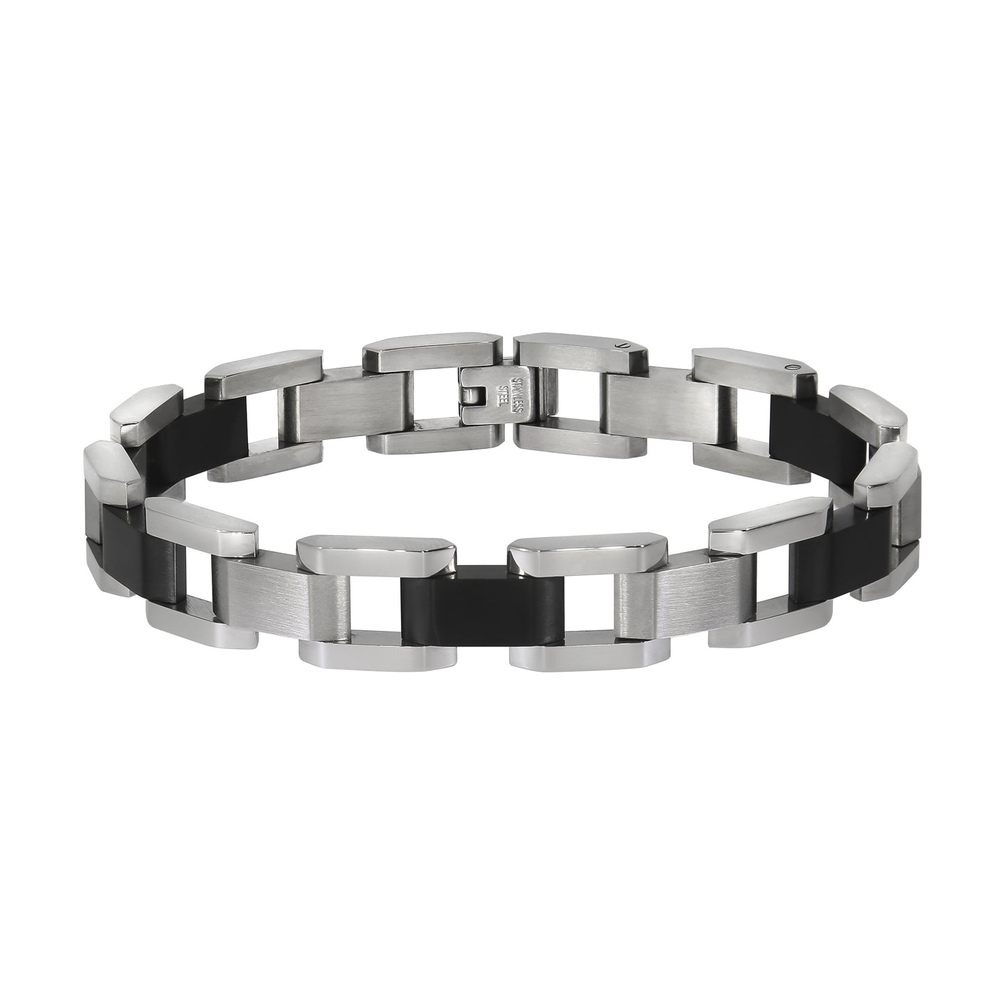 Armband Edelstahl poliert matt zweifarbig schwarz