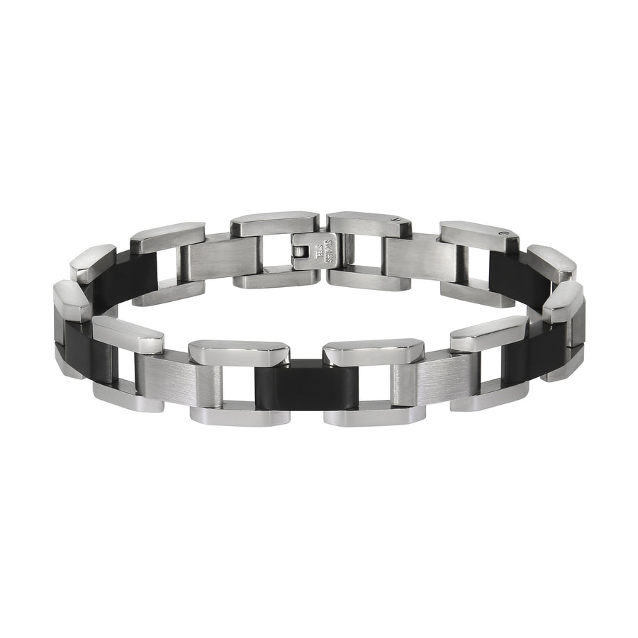 Armband Edelstahl poliert matt zweifarbig schwarz