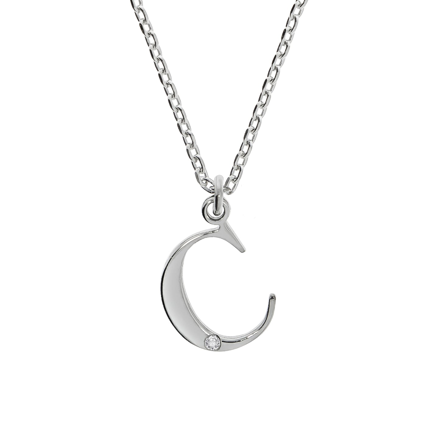 Halskette Silber 925 mit 1x Diamant 0,008ct. Buchstabe C