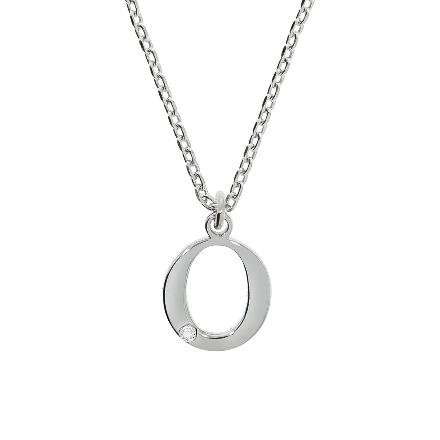 Halskette Silber 925 mit 1x Diamant 0,008ct. Buchstabe O