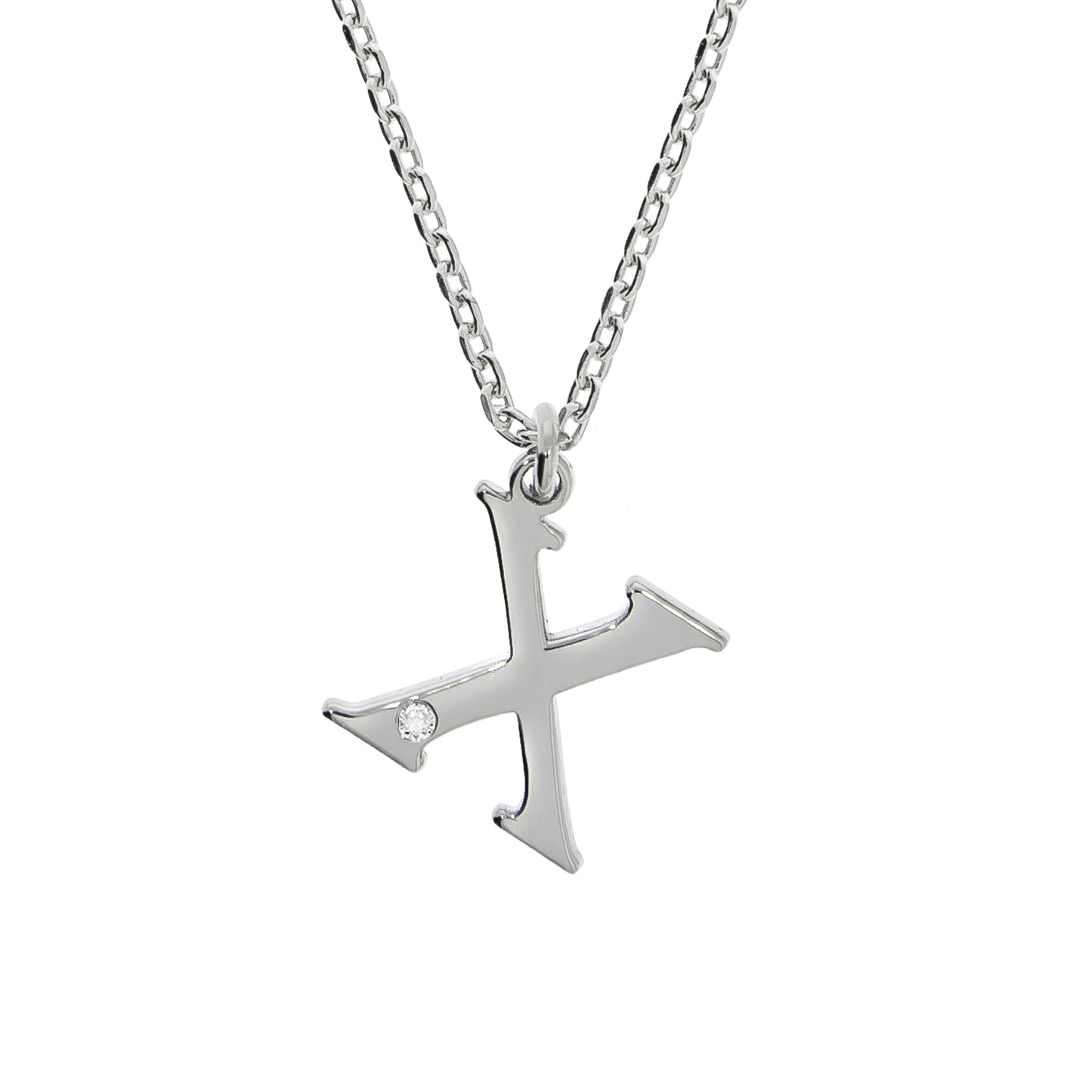 Halskette Silber 925 mit 1x Diamant 0,008ct. Buchstabe X