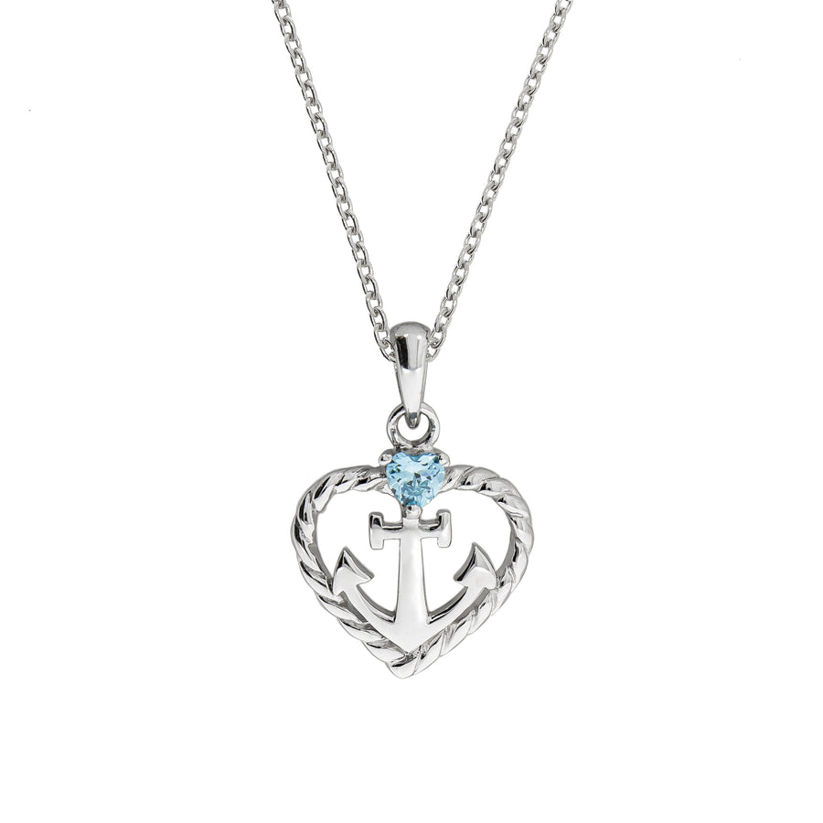 Halskette Silber 925 rhodiniert Herz Zirkonia blau