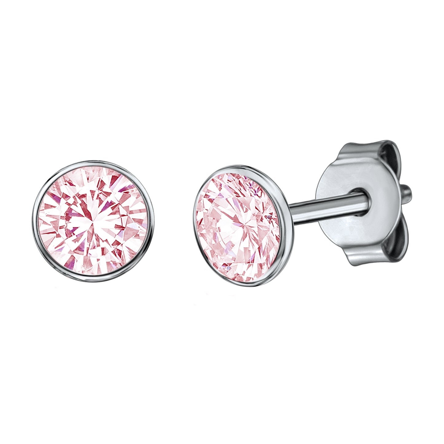 Ohrstecker 925 Silber rhodiniert CZ pink