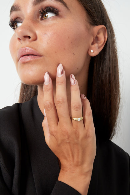 Ring basic mit Stein - gold