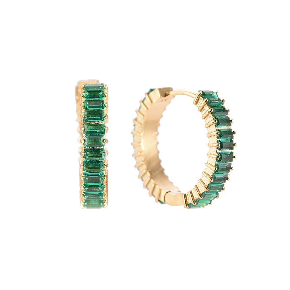 Square Cube Hoop Edelstahl Ohrringe Green