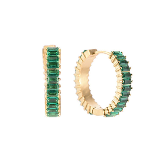 Square Cube Hoop Edelstahl Ohrringe Green