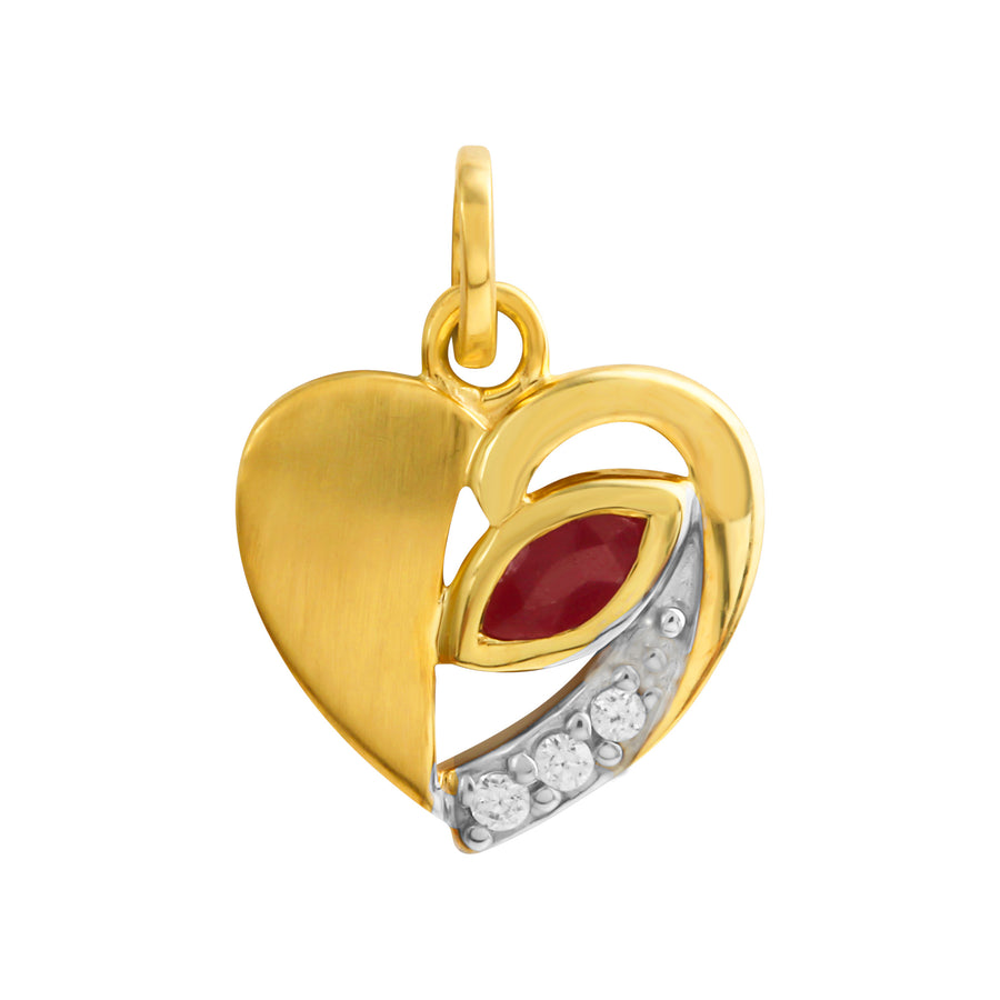 Anhänger 333 Gelbgold bicolor Motiv Herz Rubin