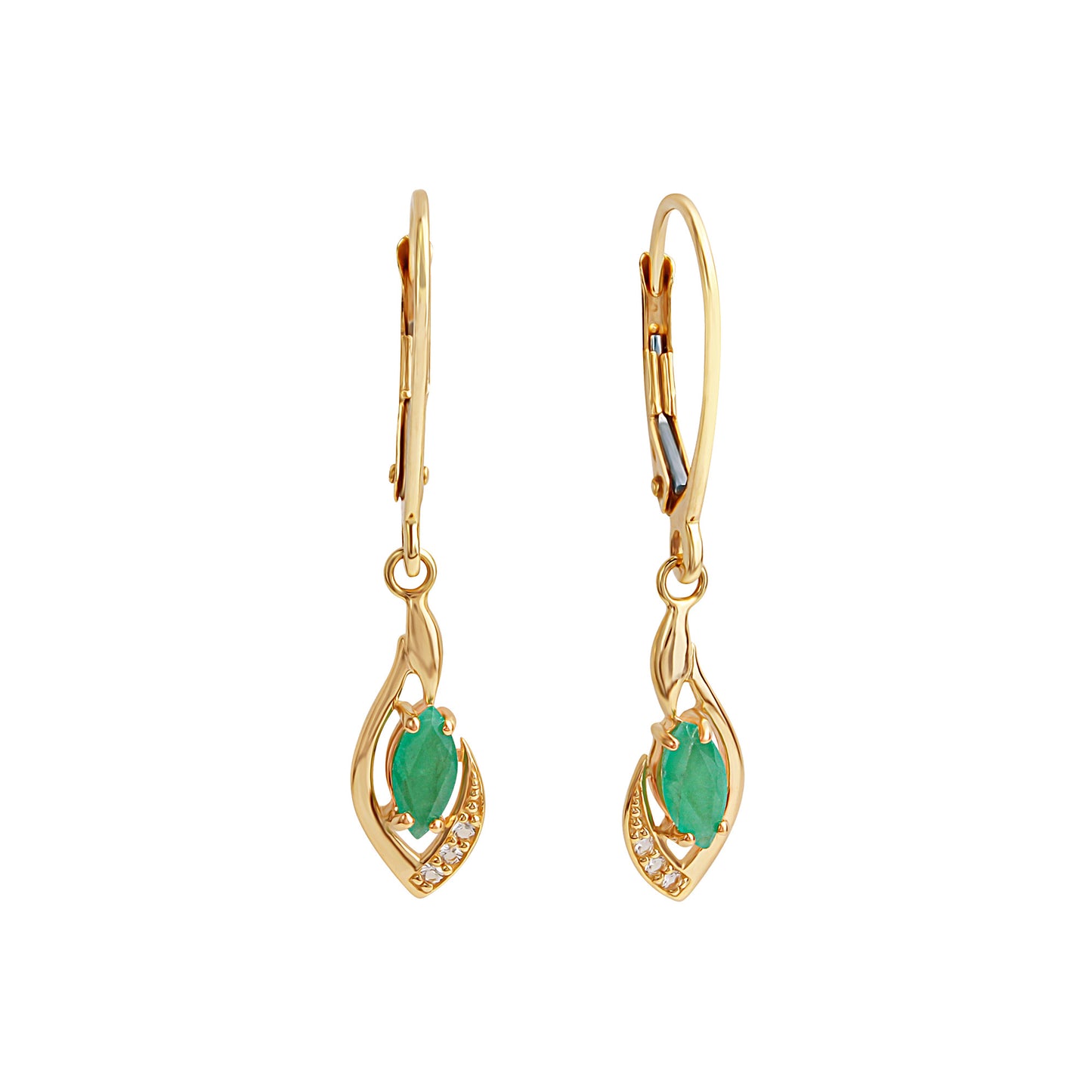 Ohrhänger 375 Gelbgold mit Smaragd und Weißtopas