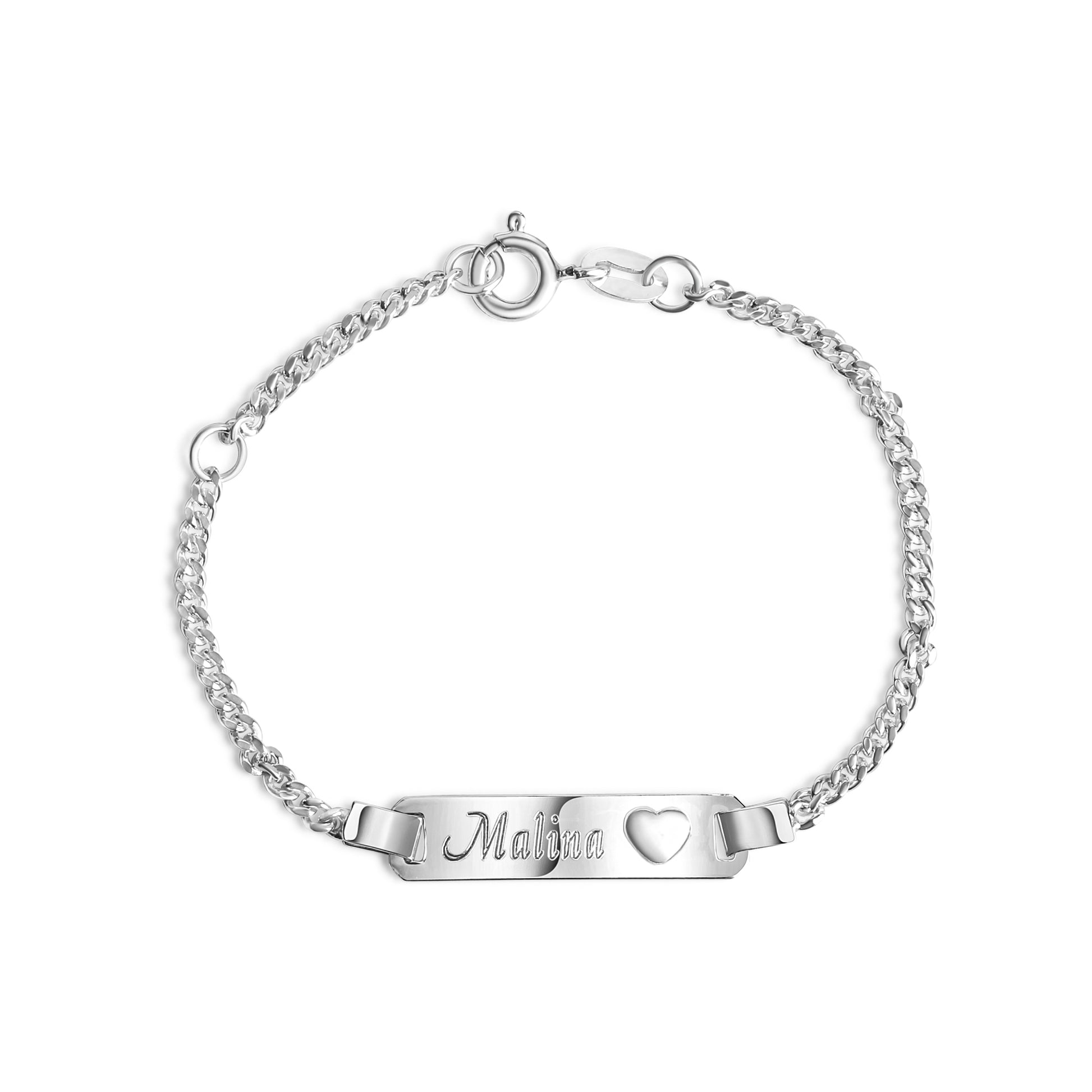 Armband 925 Sterling Silber glanz Herz 12/14cm Gravur Namen 8 Buchstaben
