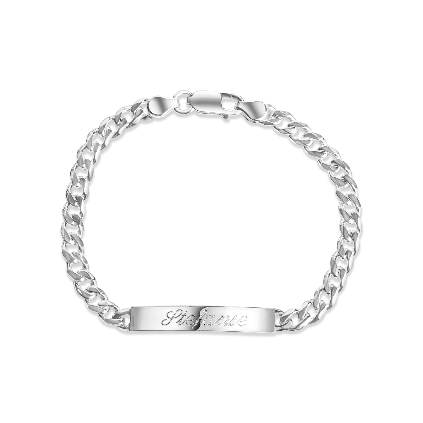Armband 925 Sterling Silber glanz 19cm Gravur Namen 8 Buchstaben