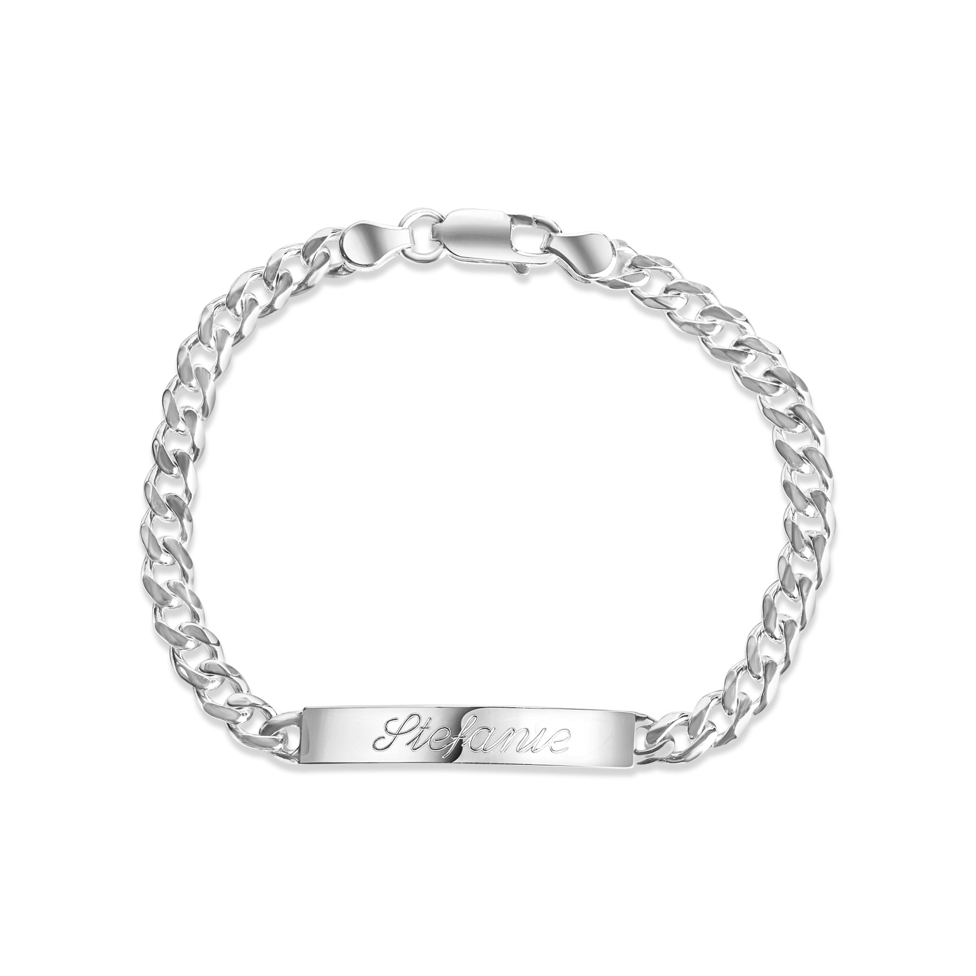 Armband 925 Sterling Silber glanz 20cm Gravur Namen 8 Buchstaben
