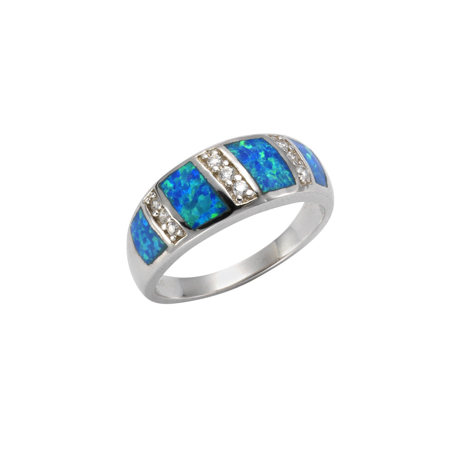 Iride Ring – 925 Sterlingsilber rhodiniert mit synth. Opal