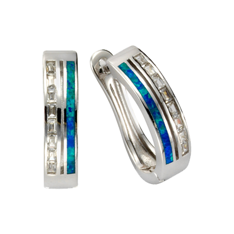 Creolen 925/- Sterling Silber Opal & Zirkonia