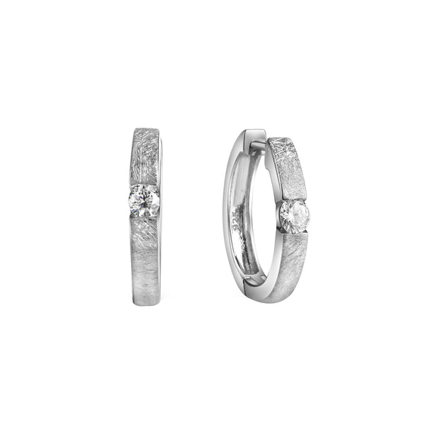 Klappcreolen 925-Sterling Silber rhodiniert Zirkonia