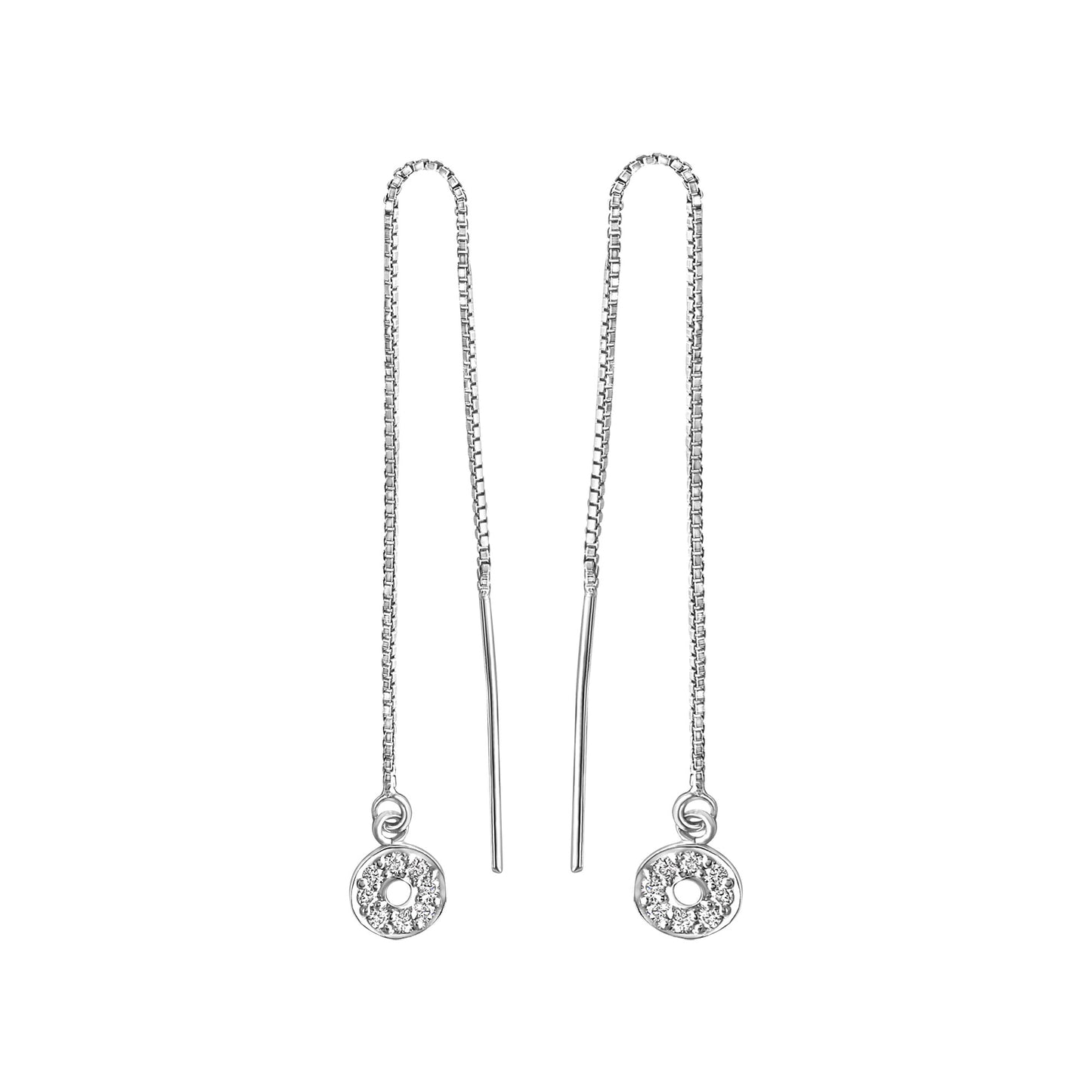 Durchzieh-Ohrringe 925-Sterling Silber rhodiniert Zirkonia