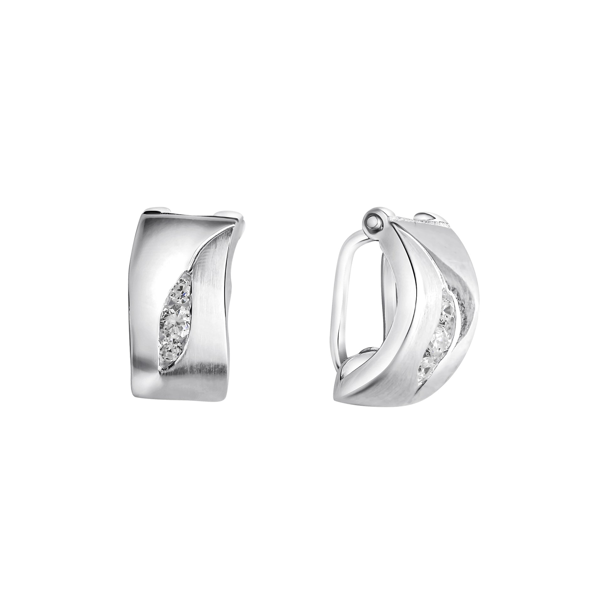 Ohrclip 925-Sterling Silber rhodiniert Zirkonia