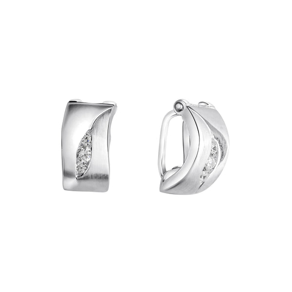 Ohrclip 925-Sterling Silber rhodiniert Zirkonia