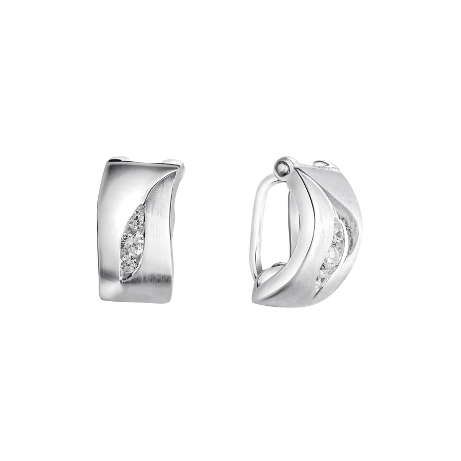 Ohrclip 925-Sterling Silber rhodiniert Zirkonia
