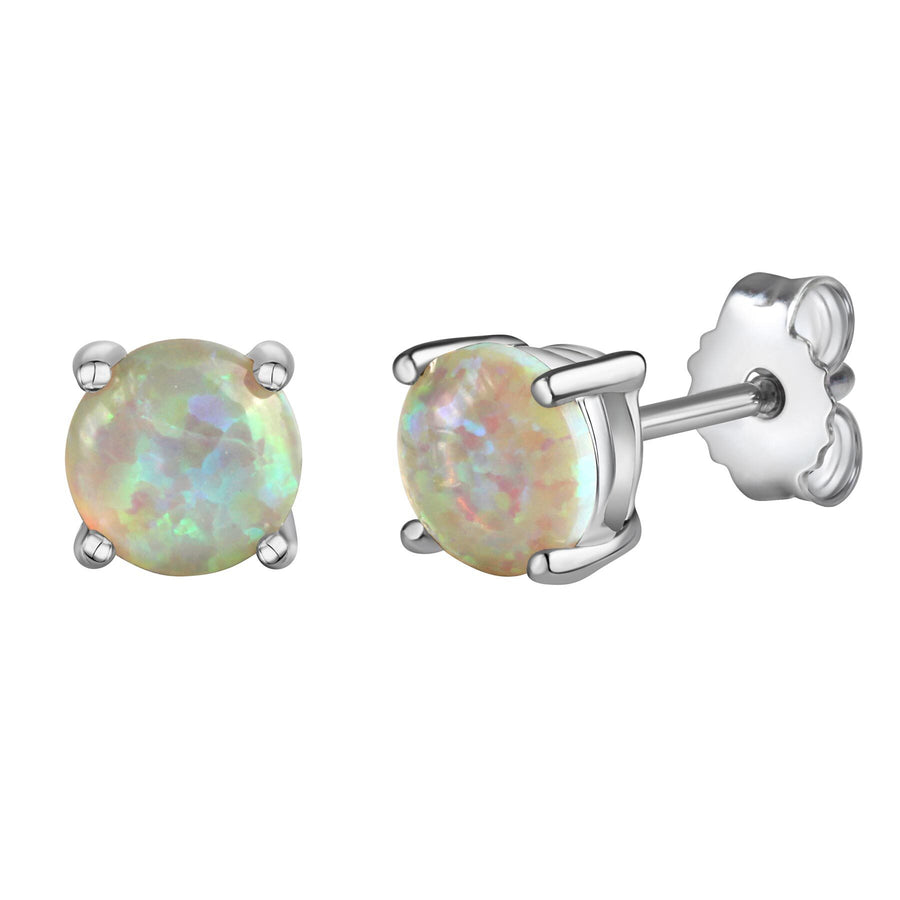 Ohrstecker 925/- Sterling Silber rhodiniert Opal weiß