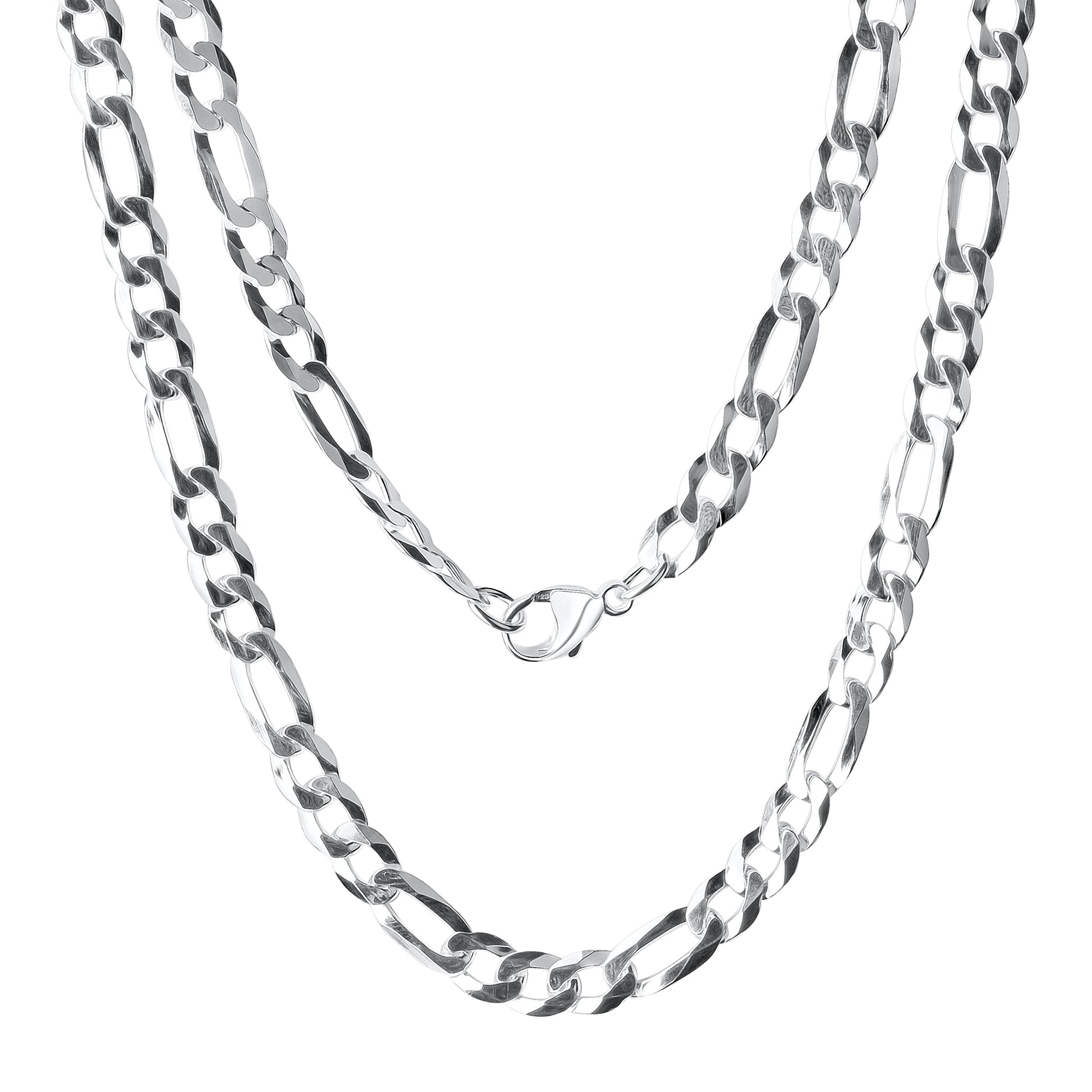 Collier 925/- Sterling Silber weiß Figarokette 55 cm