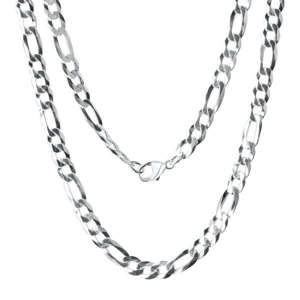 Collier 925/- Sterling Silber weiß Figarokette 60 cm