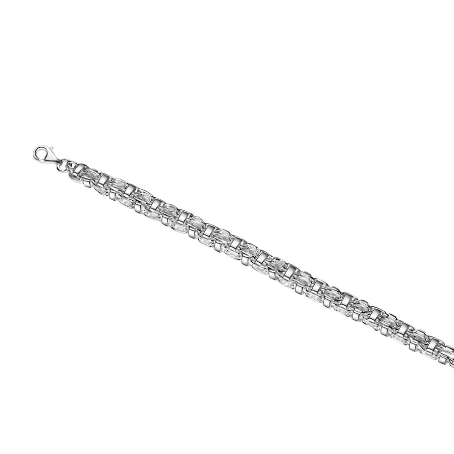 Armband 925/- Sterling Silber weiß Käfigkette