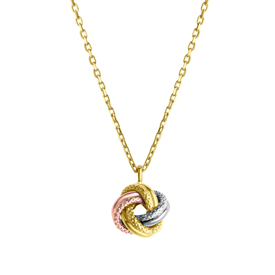 Anhänger mit Kette 585/- Gelbgold tricolor strukturiert