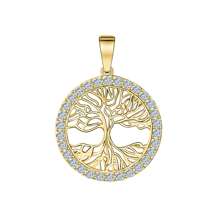 Anhänger 375/- Gelbgold Zirkonia Lebensbaum