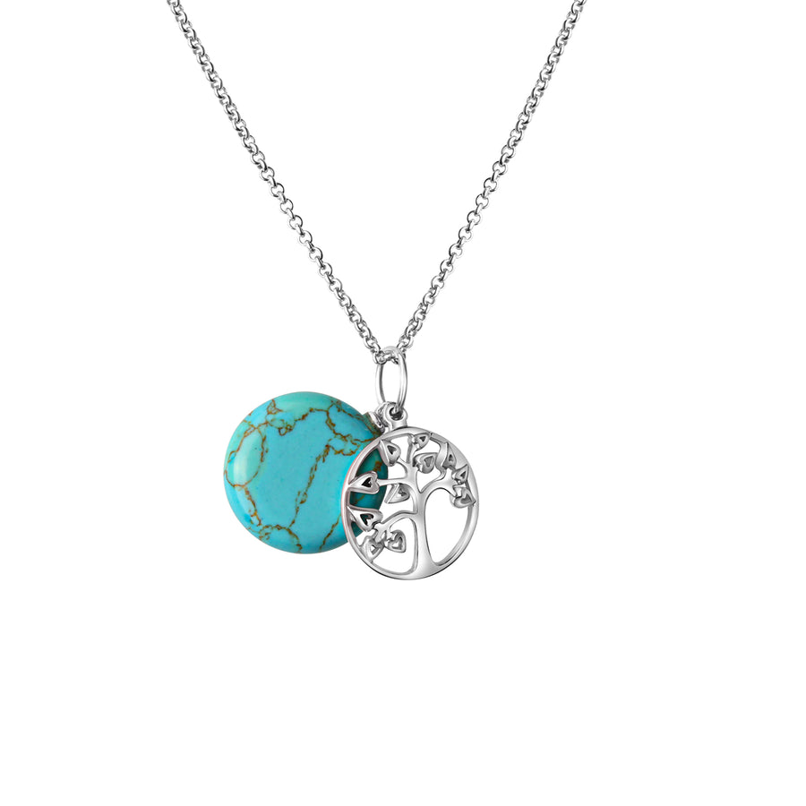 Anhänger mit Kette 925/- Sterling Silber rhodiniert mit 1 Türkis