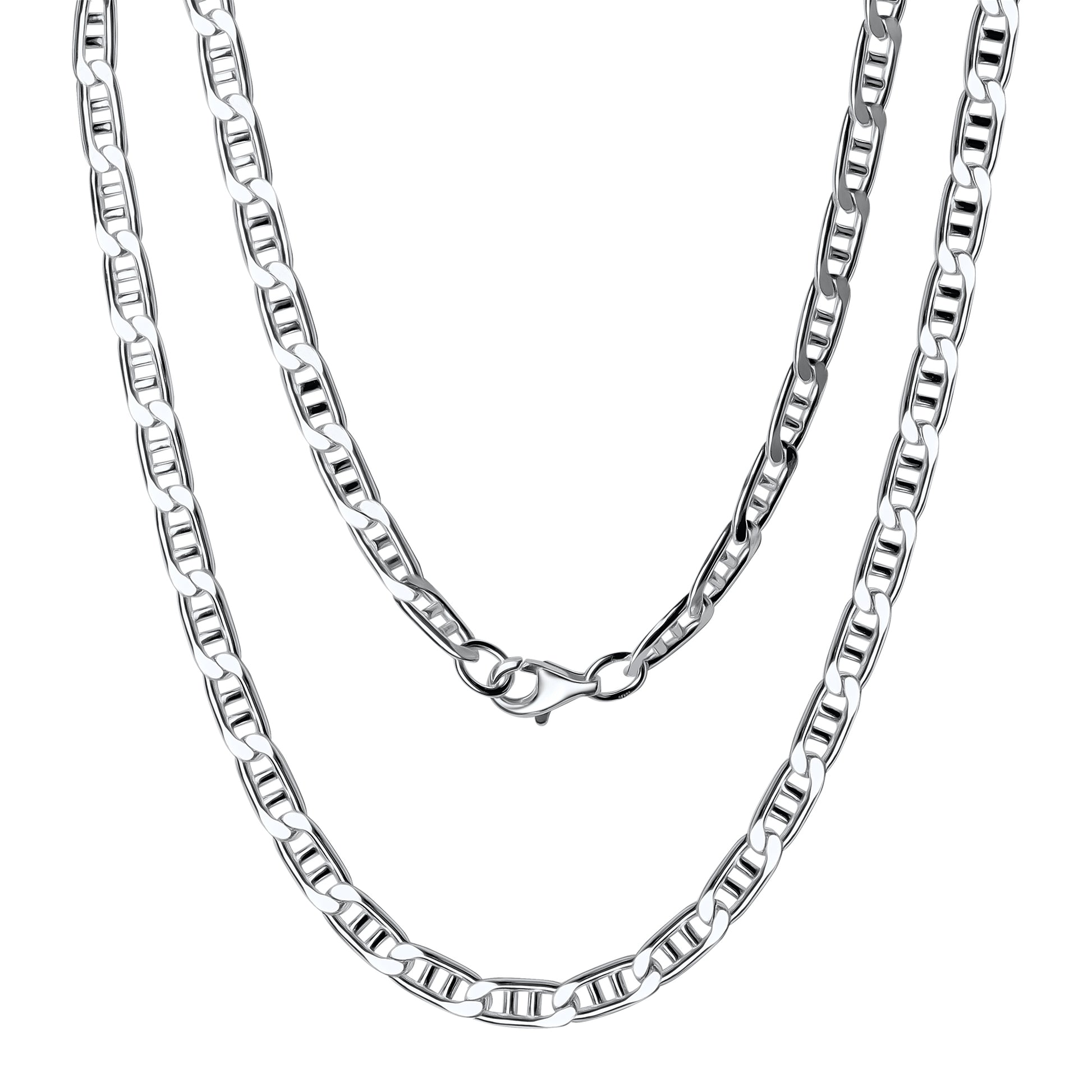 Collier 925/- Sterling Silber weiß Doppel-Stegpanzerkette 50 cm