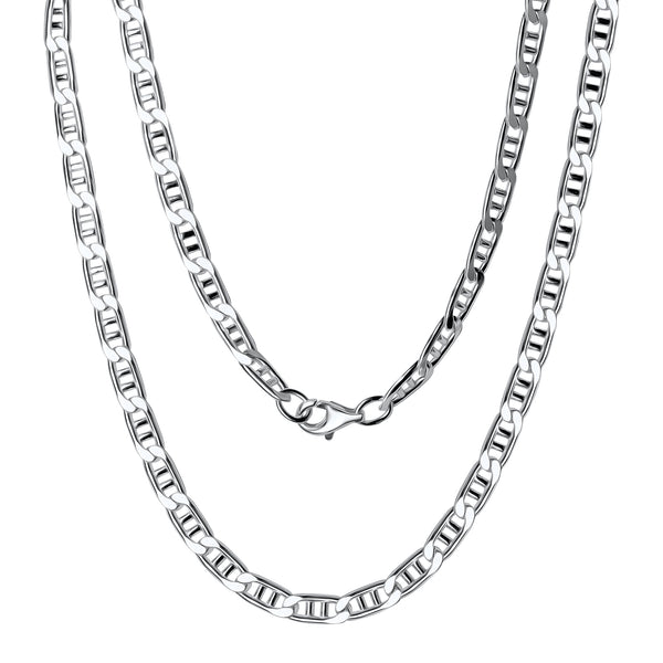 Collier 925/- Sterling Silber weiß Doppel-Stegpanzerkette 55 cm
