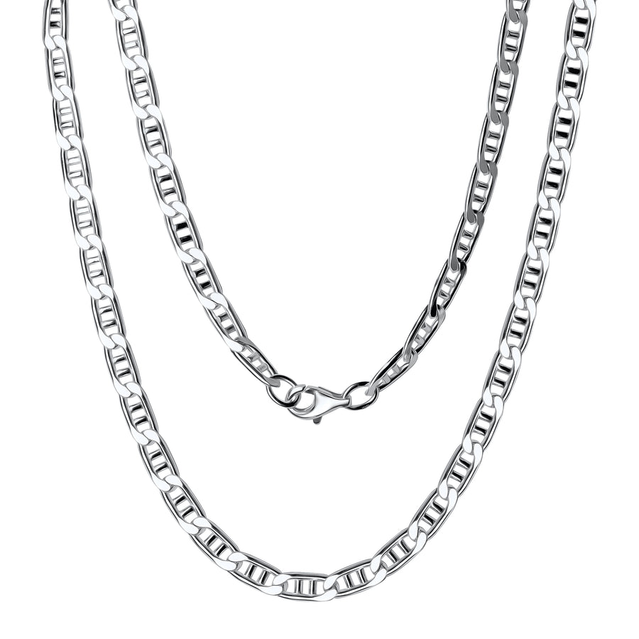 Collier 925/- Sterling Silber weiß Doppel-Stegpanzerkette