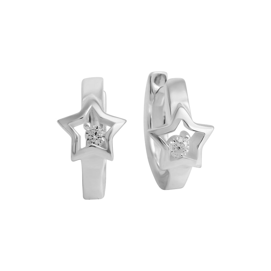 Klappcreolen 925/- Sterling Silber Stern Zirkonia