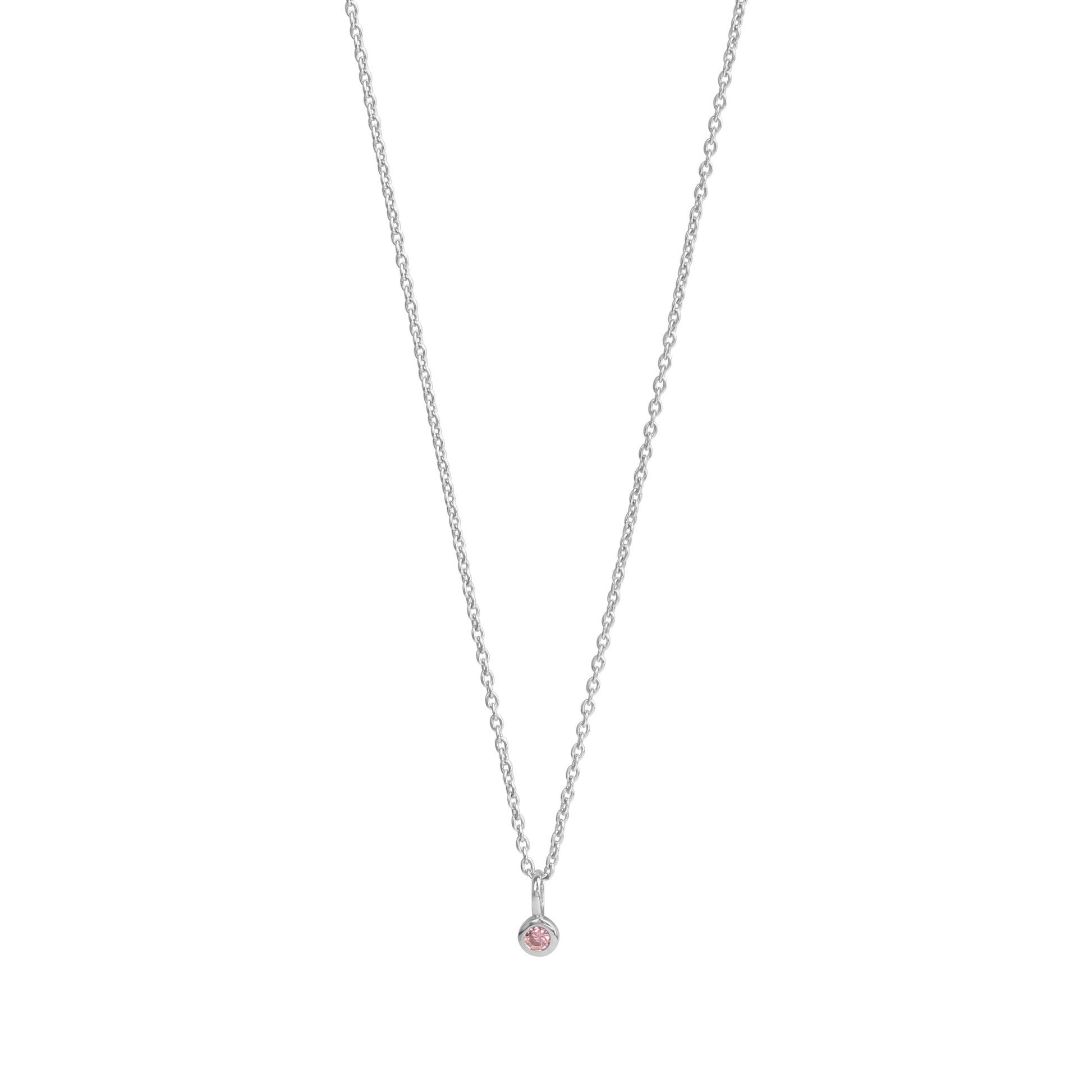 Anhänger mit Kette 925/- Sterling Silber rhodiniert Zirkonia pink