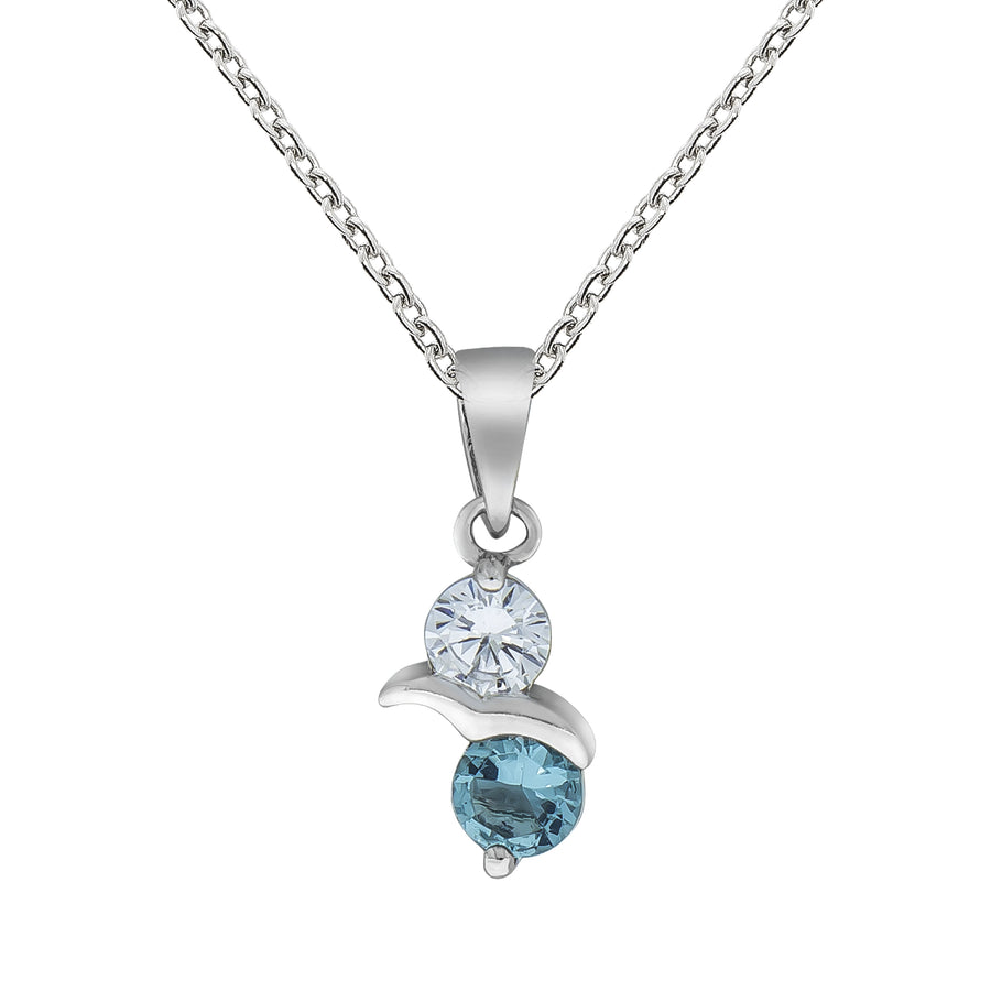 Anhänger mit Kette 925/- Sterling Silber rhodiniert mit Zirkonia und Glasstein