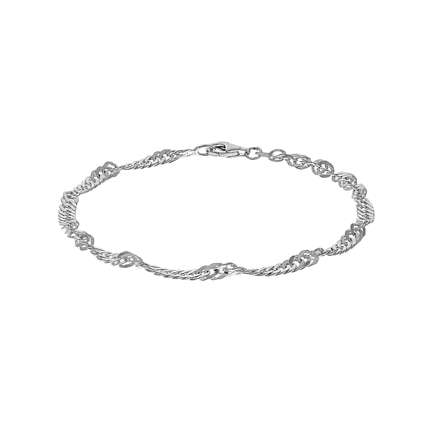 Armband 925/- Sterling Silber weiss Singapurkette 19 cm