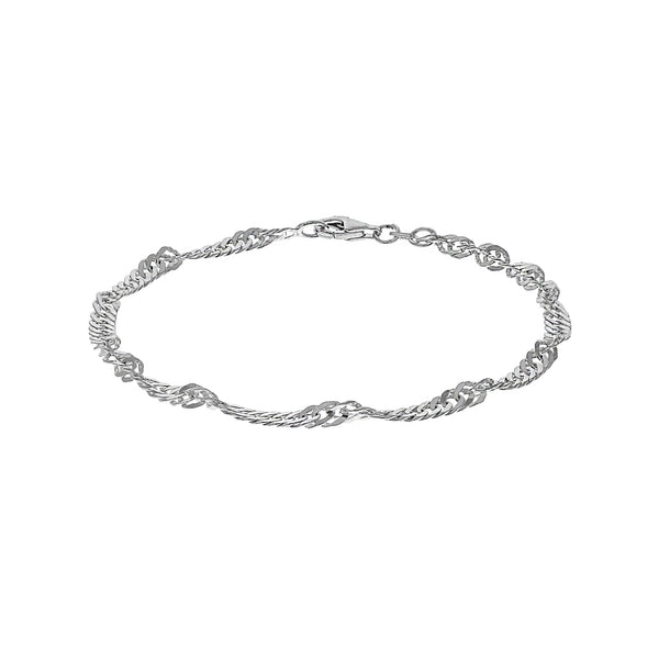 Armband 925/- Sterling Silber weiss Singapurkette 21 cm