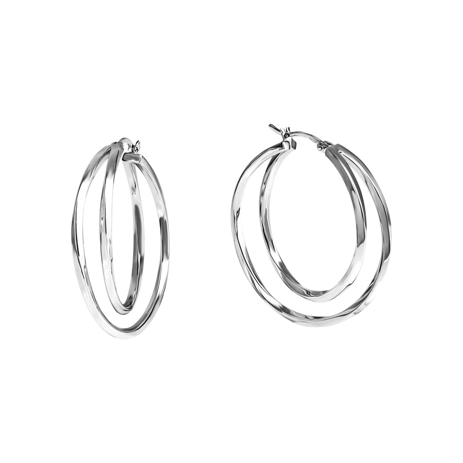 Creolen 925/- Sterling Silber rhodiniert 2-reihig