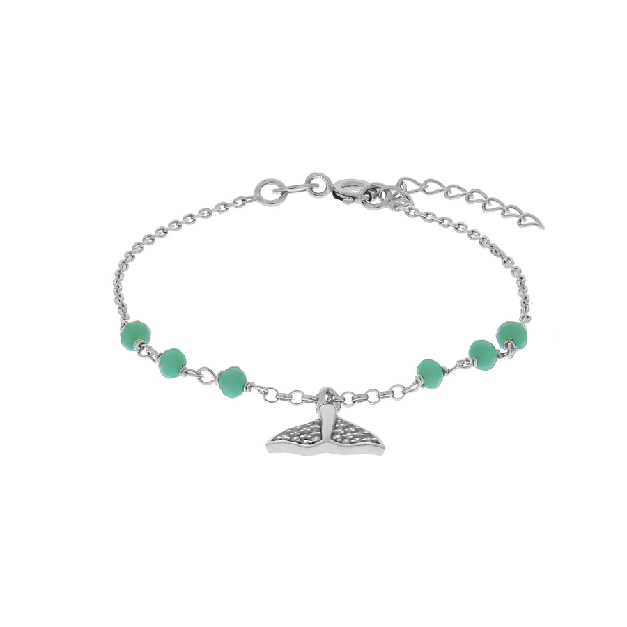Fußkette 925/- Sterling Silber rhodiniert Glassteine und Zirkonia